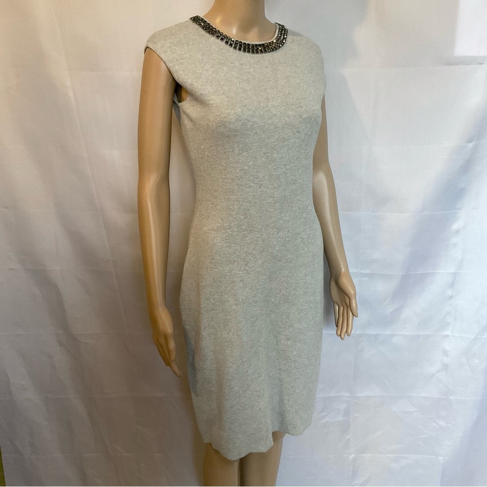 Ralph Lauren Jewelled Collar Sleeveless Knit Sweater Dress